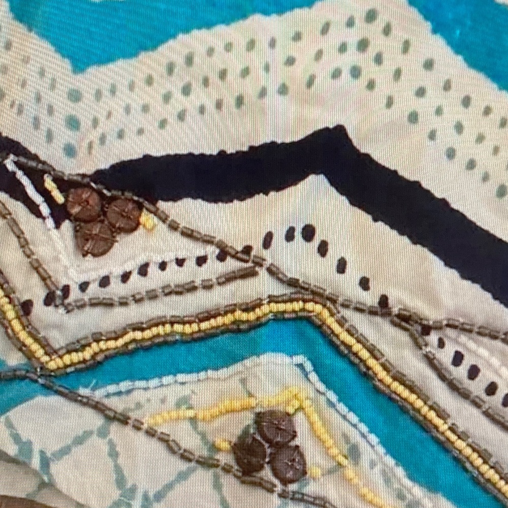 Lucky Brand Turquoise, Navy & Cream Chevron Spaghetti-Strap Cami - Picture 3 of 5